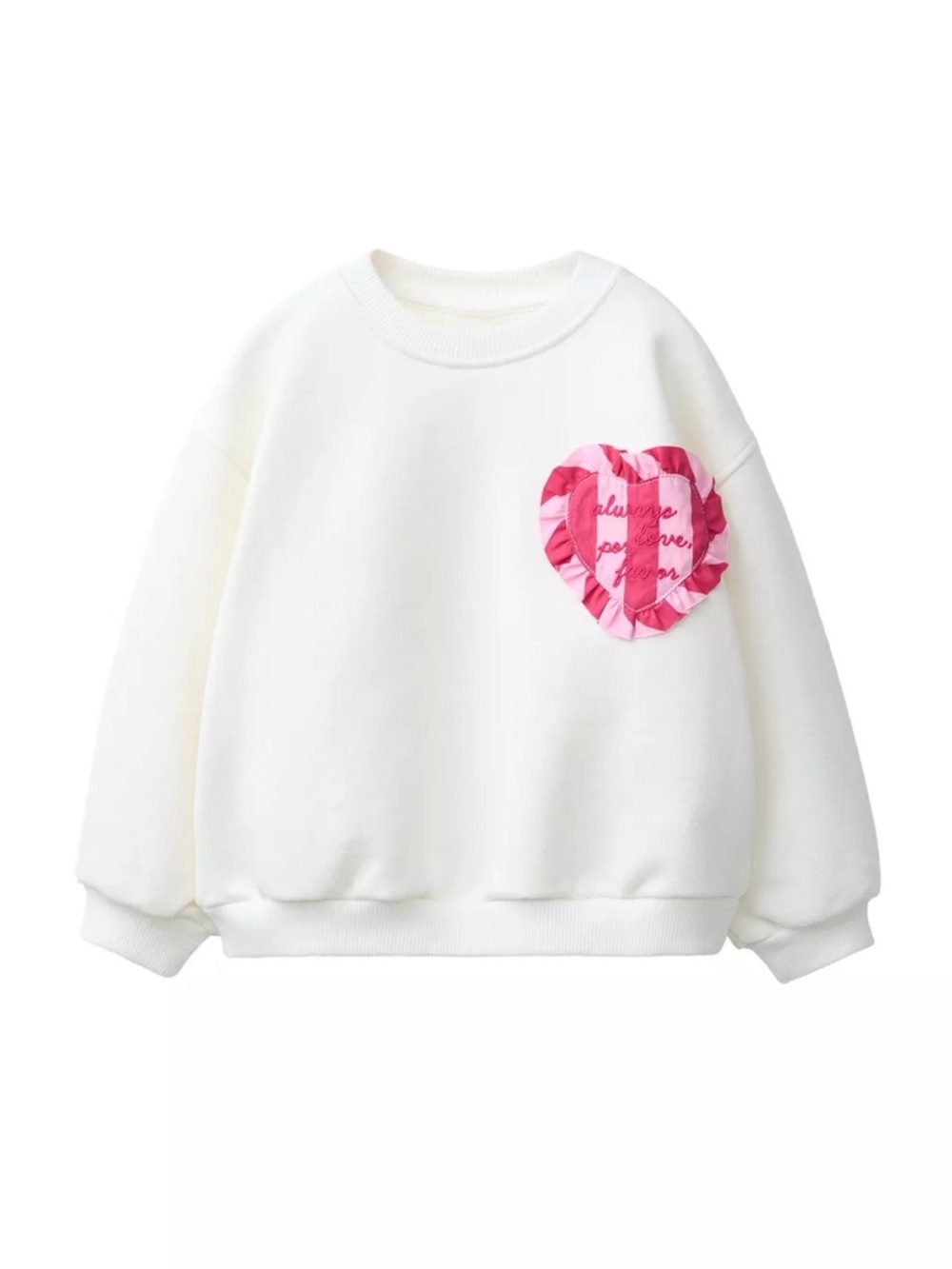 ZARA STRIPED HEART PATCH SWEATSHIRT